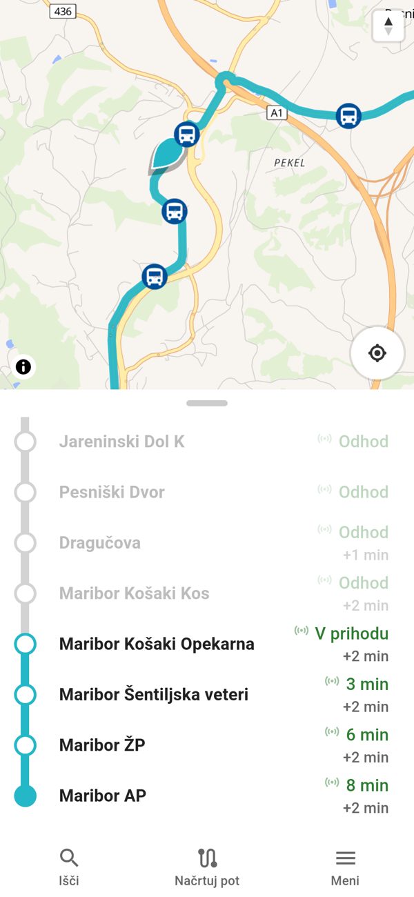 Vozila v živo na zemljevidu